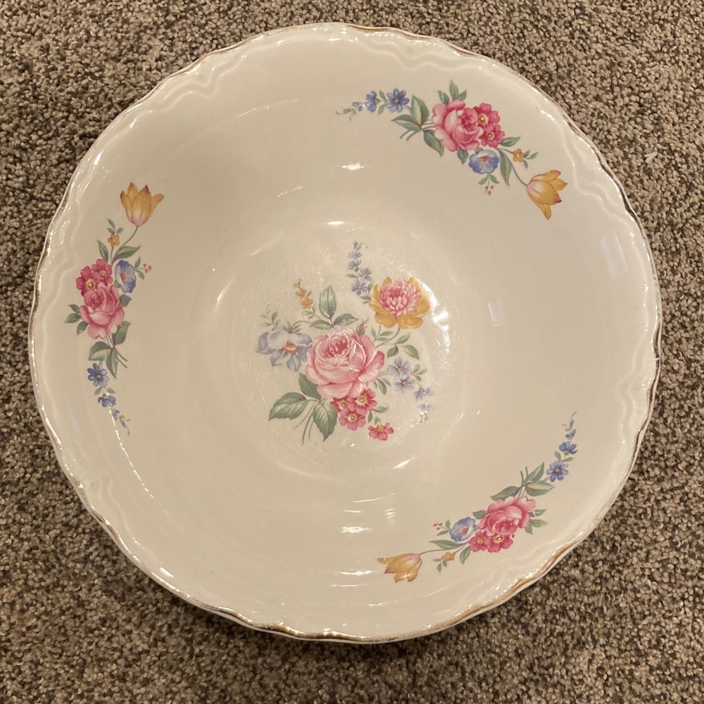 Vintage Scio Pottery Hazel Pattern 8.5 Inch Salad Bowl Ohio Pottery